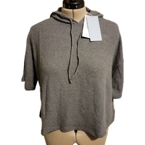 🔖👉🎉NWT🎉👉Johnny Was Calme Hooded Cozy Tee Gray Boxy Cropped T Shirt